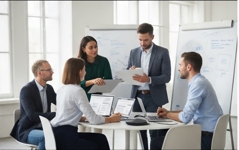 Profissionais em reunião